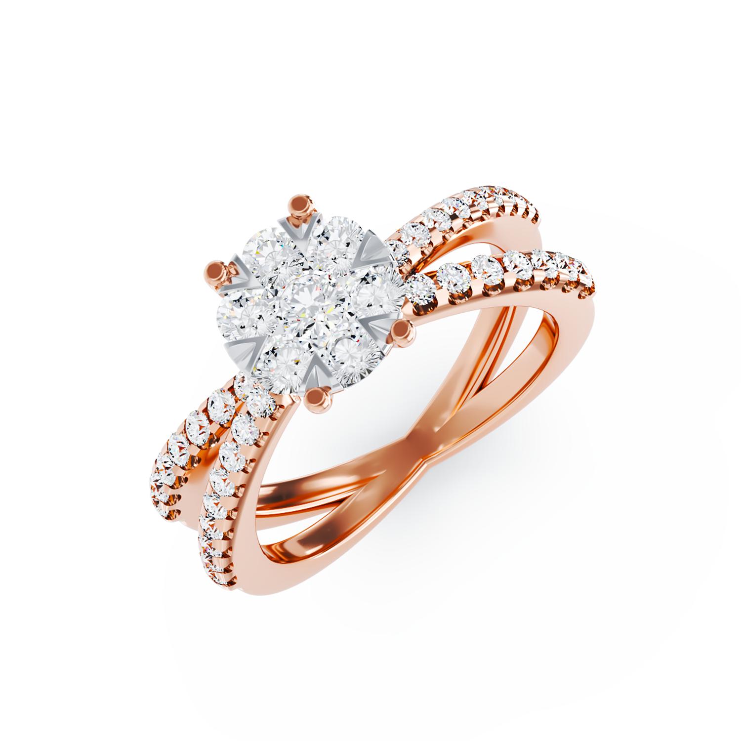 Eljegyzési gyűrű 18K-os rózsaszín aranyból 0,6ct gyémánttal. Gramm: 2,75